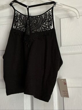 SO Black Lace Yoke Halter Camisole